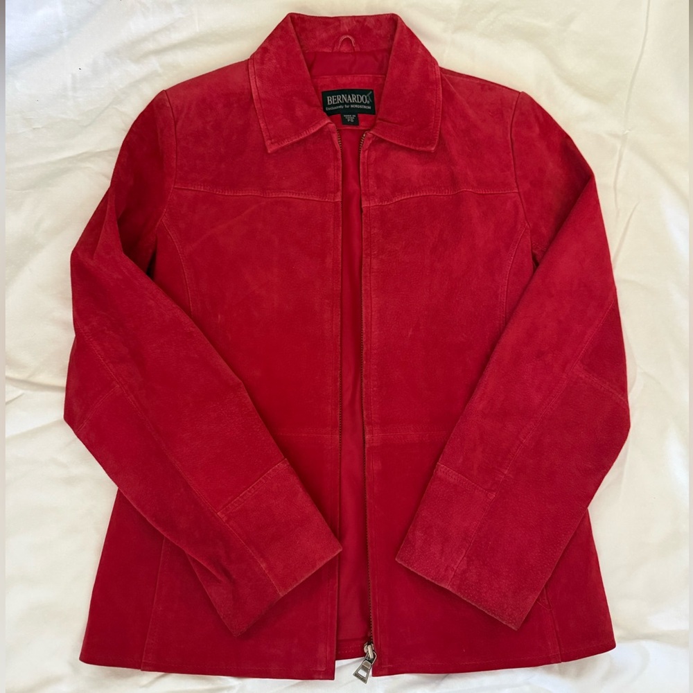 Nordstrom Red Suede Zip-Front Jacket